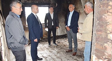 Kaymakam Nebioğlu, evi yanan aileyi ziyaret etti