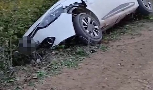 Kontrolden çıkan otomobil uçurumun eşiğinde durdu