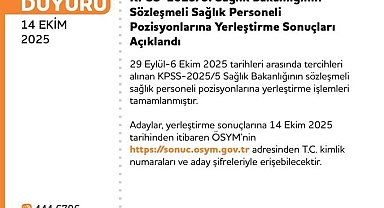 KPSS-20255 sözleşmeli sağlık personeli yerleştirme sonuçları açıklandı