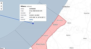 Küresel Sumud Filosu'nun canlı takip sistemine göre "Mikeno" gemisi, Gazze karasularına girdi.