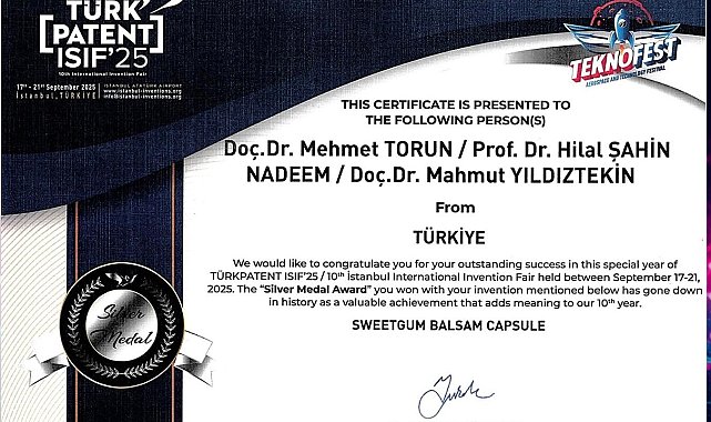 MSKÜ'lü akademisyene patent ödülü: "Sığla yağı kapsülüne gümüş madalya"