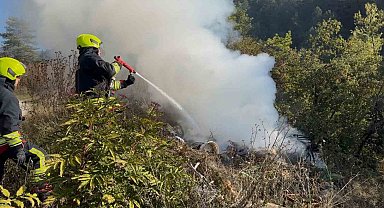 Ormanlık alanda çöp yangını büyümeden söndürüldü