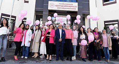 Pembe balonlar meme kanserine farkındalık için uçuruldu