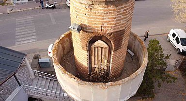 Şahruh Bey'den kalan 5 asırlık minare dron ile görüntülendi