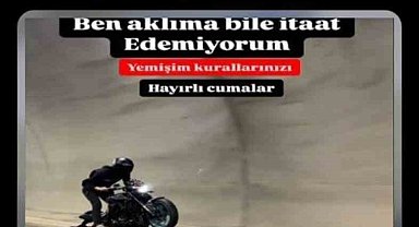Tehlikeli motosiklet kullandığı görüntüleri 'Yemişim kurallarınızı' notuyla paylaştı, "Gereği yapıldı"
