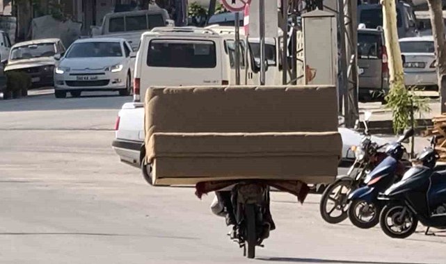 Tokat'ta koltuk taşıyan motosiklet sürücüsüne ceza
