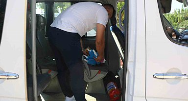 UKOME ekipleri servis araçlarını inceliyor