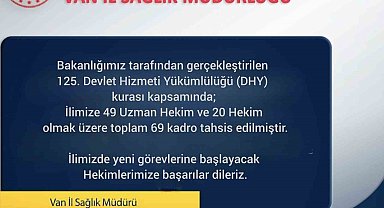 Van'a 69 yeni hekim atandı