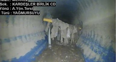 Yağmur suyu hattının içinden geçirilen doğalgaz hattı, robot kamera ile tespit edildi