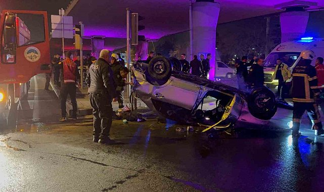 'Dur' ihtarına uymayarak kaçan otomobil takla attı: 2 yaralı