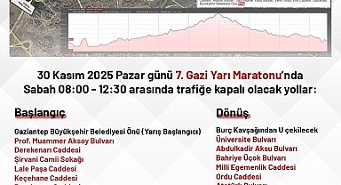 7. Gazi Yarı Maratonu nedeniyle kent merkezinde bazı yollar trafiğe kapatılacak