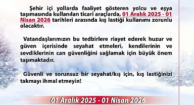 Ankara'da aralık ayından itibaren zorunlu kış lastiği kullanımı başlıyor