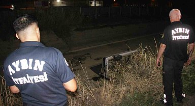 Aydın'da otomobil sulama kanalına uçtu: 2 yaralı
