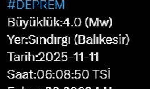 Balıkesir'de 4 büyüklüğünde deprem