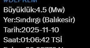Balıkesir'de 4.5 büyüklüğünde deprem