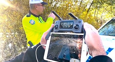 Bayburt'ta drone ile trafik denetimi yapıldı