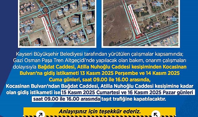 Büyükşehir Belediyesi'nden sürücülere 'onarım çalışması' uyarısı