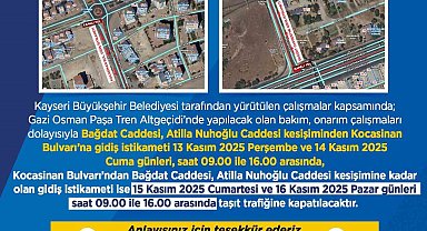 Büyükşehir Belediyesi'nden sürücülere 'onarım çalışması' uyarısı