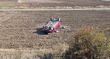 Çorum'da otomobil takla attı: 1 yaralı