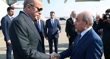 Cumhurbaşkanı Erdoğan, 8 Kasım Zafer Günü kutlamalarına katılmak üzere Azerbaycan'da