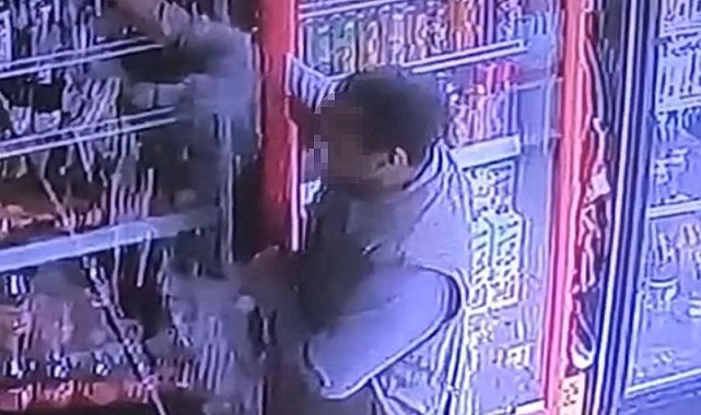 Diyarbakır'da bir şahsın içecek çalma anı güvenlik kamerasına yansıdı