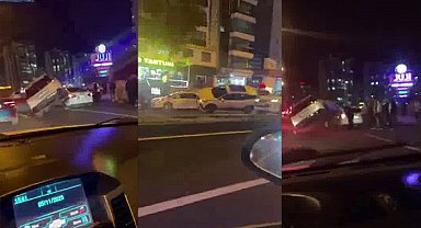 Diyarbakır'da ilginç kaza: Araç, başka bir aracın üzerine çıktı