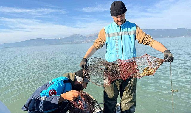 Eğirdir Gölü'nde 300 kaçak kerevit pinteri ele geçirildi