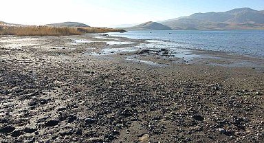 Erçek Gölü'nde su çekilince mikrobiyalitler ortaya çıktı