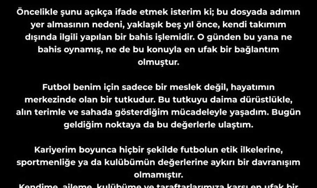 Eren Elmalı: "Bu dosyada adımın yer almasının nedeni, yaklaşık 5 yıl önce kendi takımım dışında ilgili yapılan bir bahis işlemidir"