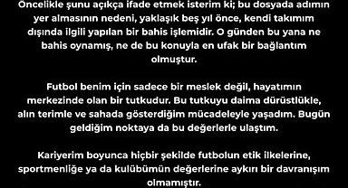 Eren Elmalı: "Bu dosyada adımın yer almasının nedeni, yaklaşık 5 yıl önce kendi takımım dışında ilgili yapılan bir bahis işlemidir"