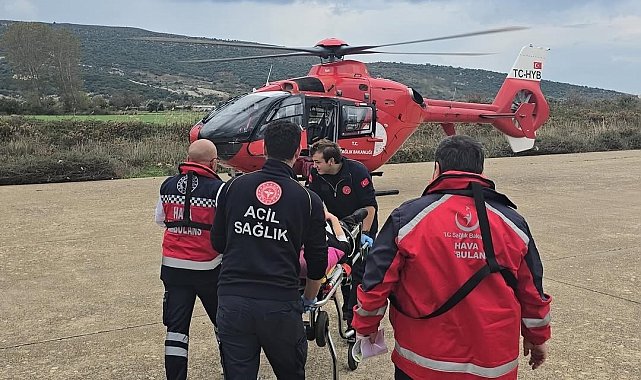 Gökçeada'da rahatsızlanan iki hasta helikopter ambulansla Çanakkale'ye sevk edildi