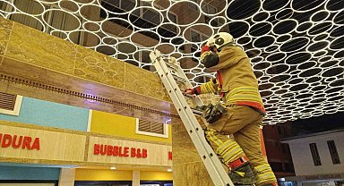 Hatay'da duvar boşluğuna sıkışan kedi itfaiye ekiplerince kurtarıldı