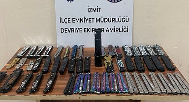 İzmit'te iki çocuğun üzerinde 52 kesici alet ele geçirildi
