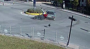 Motosikletli havada takla attı, ilk yaptığı şey fırlayan ayakkabısını giymek oldu