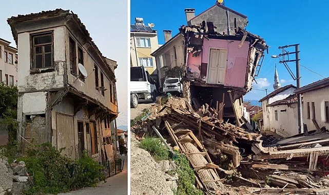 Mudanya Tirilye'nin simge yapısı 'tabut ev' kendiliğinden yıkıldı!