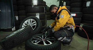 Muş'ta köpeklerin saldırdığı tavuk oto lastikçiye sığındı