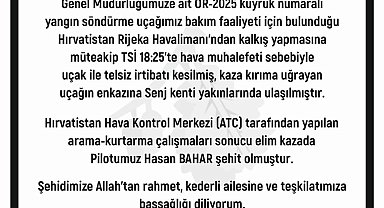 Orman Genel Müdürü Karacabey'den şehit pilot için başsağlığı mesajı