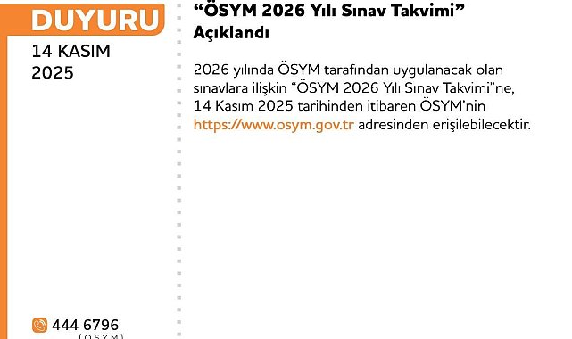ÖSYM sınav takvimi açıklandı