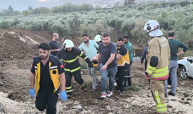 Otomobil zeytin bahçesine uçtu: 1 yaralı