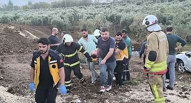 Otomobil zeytin bahçesine uçtu: 1 yaralı