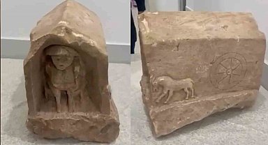 Roma dönemine ait, değeri 5 milyon lira: İnsan ve hayvan figürlü mezar steli ele geçirildi