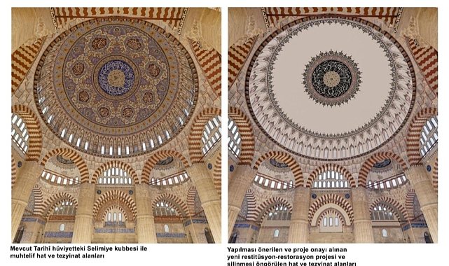 Selimiye Kubbe süslemeleri restorasyonuna mahkeme "dur"dedi