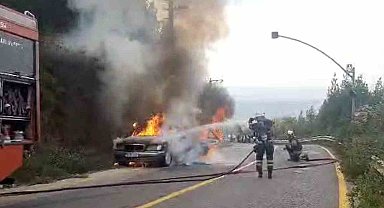 Seyir halindeki otomobil alevlere teslim oldu