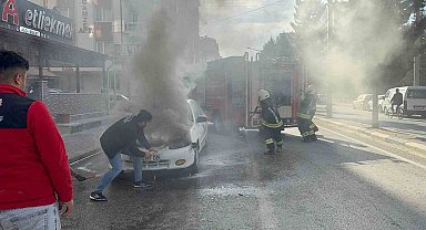 Seyir halindeki otomobilde yangın
