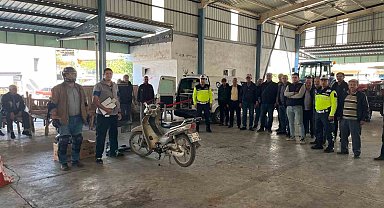 Söke'de traktör ve motosiklet sürücülerine trafik eğitimi verildi