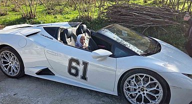 Trabzon'a Lamborghini ile geldi, köy yollarında ilgi odağı oldu