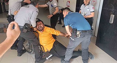 Yangın tahliyesinde hasta ve yakını rolündeki hastane çalışanlarından 'Oscar'lık performans