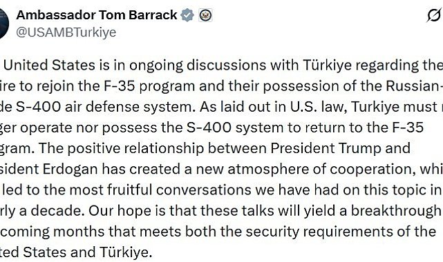 ABD'nin Ankara Büyükelçisi Barrack'tan 'F-35' yorumu