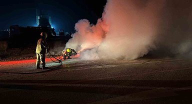 Bandırma-Susurluk karayolunda araç yangını