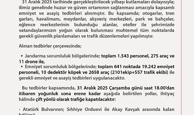 Başkentte yılbaşı tedbirleri: 19 bin 242 emniyet personeli görev alacak